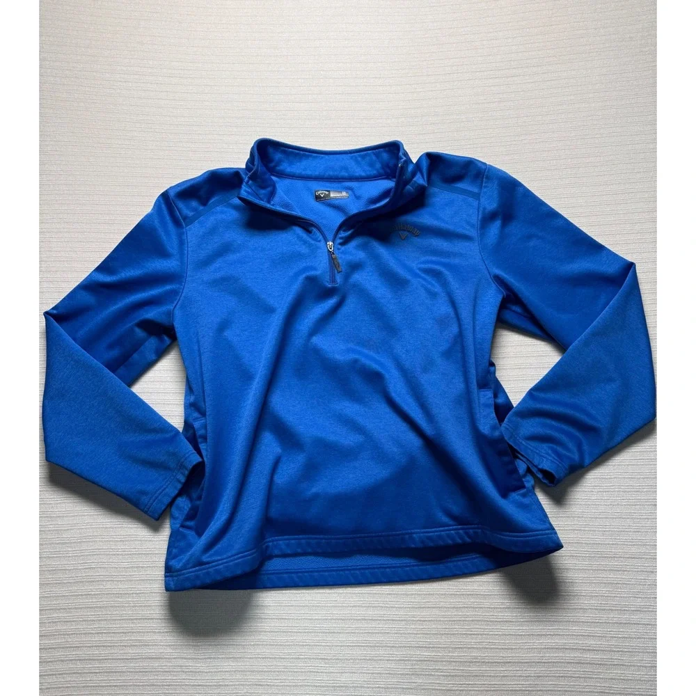 Callaway Mens XL Blue Heather Quarter Zip Fleece Pullover Golf Jacket SA3380
